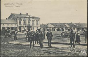 Zabolotiv, market, before 1910. Postcard of Jewish publisher E.Shreier in Stanislav