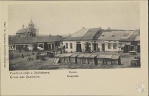 Zabolotiv, Market Square, 1906. Postcard of Jewish publisher M.Epstein in Zabolotiv