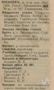 Василев в справочнике "Весь Юго-Западный край", 1913