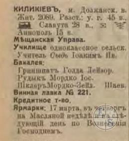 Киликиев в справочнике "Весь Юго-Западный край", 1913 Киликиев в справочнике "Весь Юго-Западный край", 1913