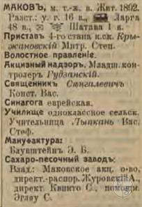 Маков в справочнике "Весь Юго-Западный край", 1913 Маков в справочнике "Весь Юго-Западный край", 1913