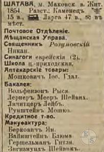 Шатава в справочнике "Весь Юго-Западный край", 1913 Шатава в справочнике "Весь Юго-Западный край", 1913