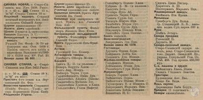 Старая и Новая Синява в справочнике "Весь Юго-Западный край", 1913 Старая и Новая Синява в справочнике "Весь Юго-Западный край", 1913