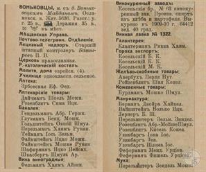 Воньковцы в справочнике "Весь Юго-Западный край", 1913 Воньковцы в справочнике "Весь Юго-Западный край", 1913