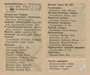 Волковинцы в справочнике "Весь Юго-Западный край", 1913 Волковинцы в справочнике "Весь Юго-Западный край", 1913