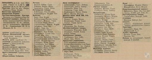 Зиньков в справочнике "Весь Юго-Западный край", 1913 Зиньков в справочнике "Весь Юго-Западный край", 1913