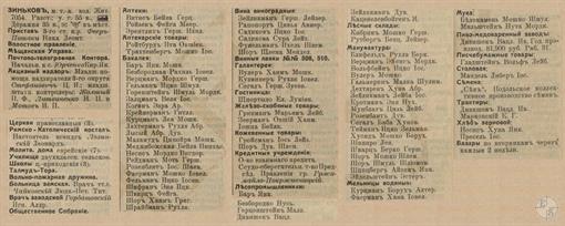 Зиньков в справочнике "Весь Юго-Западный край", 1913