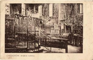 Synagogue interior on the Polish postcard