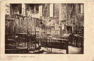 Synagogue interior on the Polish postcard Synagogue interior on the Polish postcard