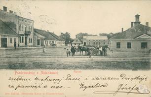 Greetings from Nyzhankovychi, market. Postard of 1903, published by printing house Abraham Katz