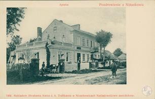 Greetings from Nyzhankovychi, pharmacy. Postard of 1909, published by printing house Abraham Katz