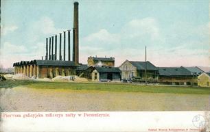 Pechenizhyn, oil production, 1910. Postcard of Jewish publisher Moses Schlossberg