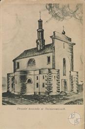 Project of the church on the Polish postcard, beginning of the 20th century