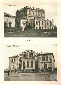 Synagogue and palace of Rebe on Polish postcard Synagogue and palace of Rebe on Polish postcard
