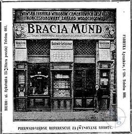 Реклама фирмы братьев Мунд в газете Herold Polski, 1906 Реклама фирмы братьев Мунд в газете Herold Polski, 1906