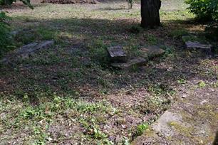 Tombstones from Jewish cemetery in the backyard of the town council in Vuzlove, 2019