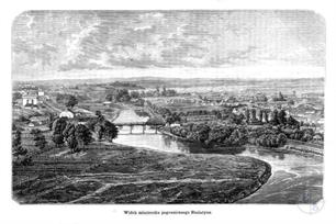Панорама Гусятина, слева видна синагога. Литография И..Хелмицкого, 1872 Панорама Гусятина, слева видна синагога. Литография И..Хелмицкого, 1872