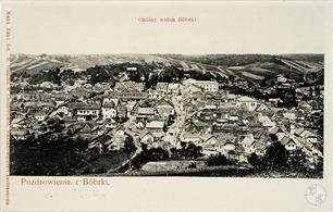 Панорама Бобрки, 1905. В правой части видна синагога Панорама Бобрки, 1905. В правой части видна синагога