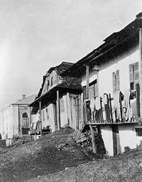 Jewish street. The synagogue is visible on background Jewish street. The synagogue is visible on background
