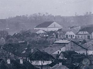 Fragment of panorama of Zbarazh, beg. 20th The synagogue is visible in background Fragment of panorama of Zbarazh, beg. 20th The synagogue is visible in background