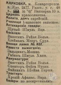 Марковка в справочнике "Весь Юго-Западный край", 1913 Марковка в справочнике "Весь Юго-Западный край", 1913
