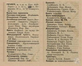 Печара в справочнике "Весь Юго-Западный край", 1913 Печара в справочнике "Весь Юго-Западный край", 1913