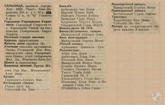 Сальница в справочнике "Весь Юго-Западный край", 1913