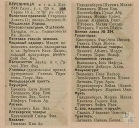 Berezhnytsya in the 1913 reference book Berezhnytsya in the 1913 reference book