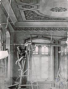 The process of painting walls in the synagogue of Gorenstein, Korets, 1929 The process of painting walls in the synagogue of Gorenstein, Korets, 1929