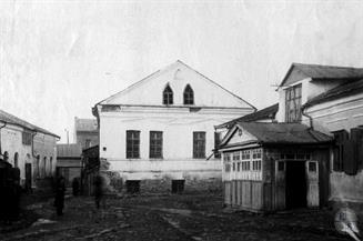 Korets, synagogal complex. The star of David on the pediment is visible to the right Korets, synagogal complex. The star of David on the pediment is visible to the right