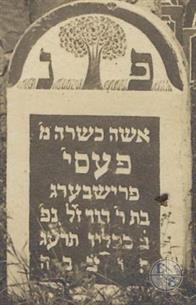 Painted tombstone of Peisya Frishberg, daughter of Dovid, 1913 Painted tombstone of Peisya Frishberg, daughter of Dovid, 1913