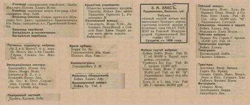 Radzivilov in the 1913 reference book, fragments Radzivilov in the 1913 reference book, fragments