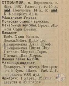 Stobykhva in the 1913 reference book Stobykhva in the 1913 reference book