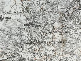 Jewish colony Osova on the two-verst map of Ukraine 1930 Jewish colony Osova on the two-verst map of Ukraine 1930