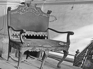 The chair of the Prophet Eliyahu. Lioness and 2 lion cubs on the back, legs in the form of lion paws The chair of the Prophet Eliyahu. Lioness and 2 lion cubs on the back, legs in the form of lion paws