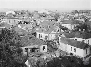 Panorama with a synagogue in the background, 1920s Panorama with a synagogue in the background, 1920s