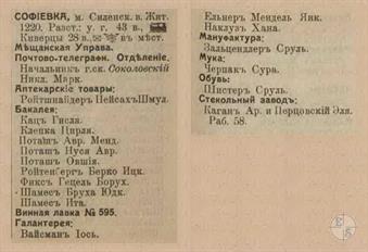 Sofievka (Trochimbrod) in the 1913 directory Sofievka (Trochimbrod) in the 1913 directory