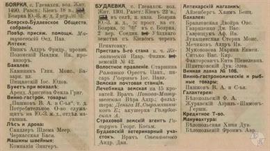 Боярка и Будаевка в справочнике "Весь Юго-Западный край", 1913 Боярка и Будаевка в справочнике "Весь Юго-Западный край", 1913