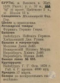 Бурты в справочнике "Весь Юго-Западный край", 1913 Бурты в справочнике "Весь Юго-Западный край", 1913