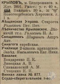 Крылов в справочнике "Весь Юго-Западный край", 1913 Крылов в справочнике "Весь Юго-Западный край", 1913