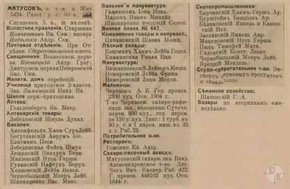 Матусов в справочнике "Весь Юго-Западный край", 1913 Матусов в справочнике "Весь Юго-Западный край", 1913