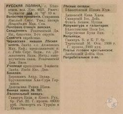 Русская Поляна в справочнике "Весь Юго-Западный край", 1913 Русская Поляна в справочнике "Весь Юго-Западный край", 1913