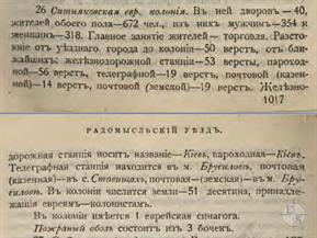 Ситняковская колония в Списке населенных мест Киевской губернии, 1900