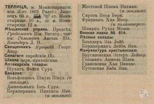 Терлица в справочнике "Весь Юго-Западный край", 1913 Терлица в справочнике "Весь Юго-Западный край", 1913