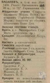 Василев в справочнике "Весь Юго-Западный край", 1913 Василев в справочнике "Весь Юго-Западный край", 1913