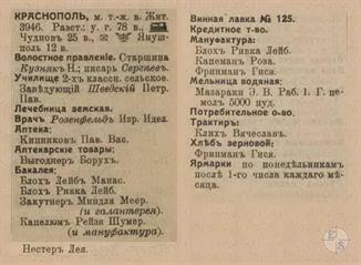 Краснополь в справочнике "Весь Юго-Западный край", 1913 Краснополь в справочнике "Весь Юго-Западный край", 1913
