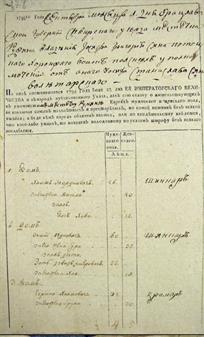 Заглавный лист Ревизии 1795 года, с указанием профессий глав семей евреев Ружина Заглавный лист Ревизии 1795 года, с указанием профессий глав семей евреев Ружина